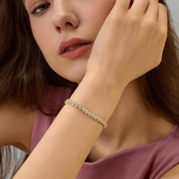 14K Gold Filled Tennis Bracelet for Women 2mm-3mm Cubic Zirconia Elegant Gift - Picture 6 of 9